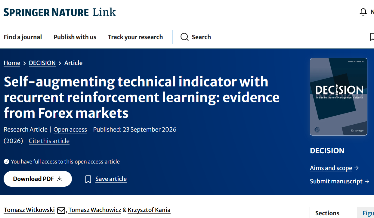 screen shot from the website of Decisions journal (Springer), showing the paper's title and basic information